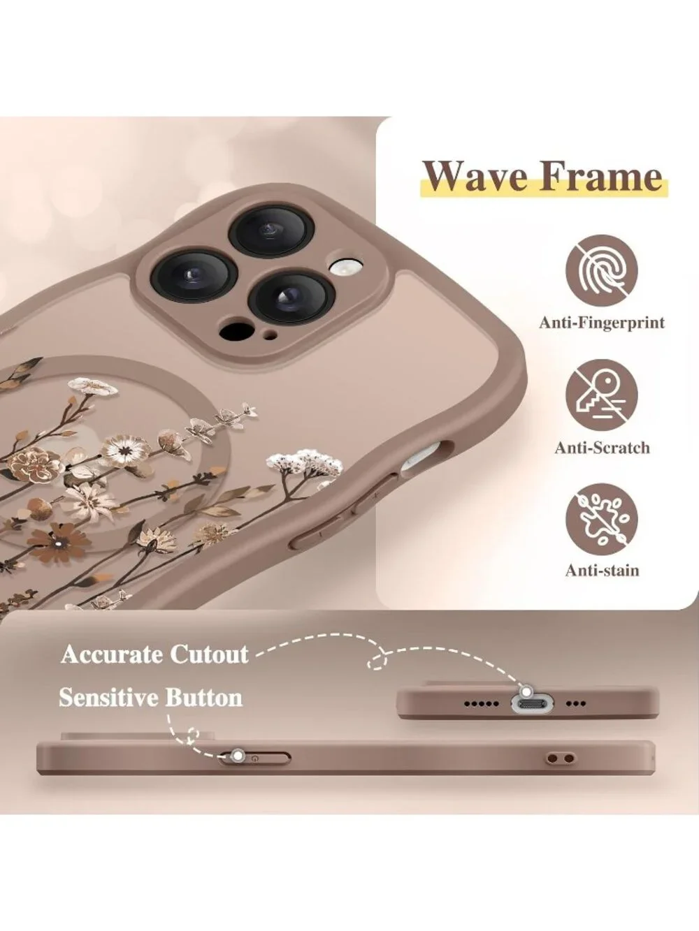 iPhone 14 Pro Floratopia/Brown Compatible with MagSafe Floral Translucent Case